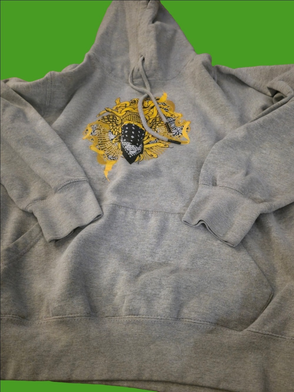4/$67 Deal! Crooks & Castles Gray Hoodie with Yellow and Black Graphic